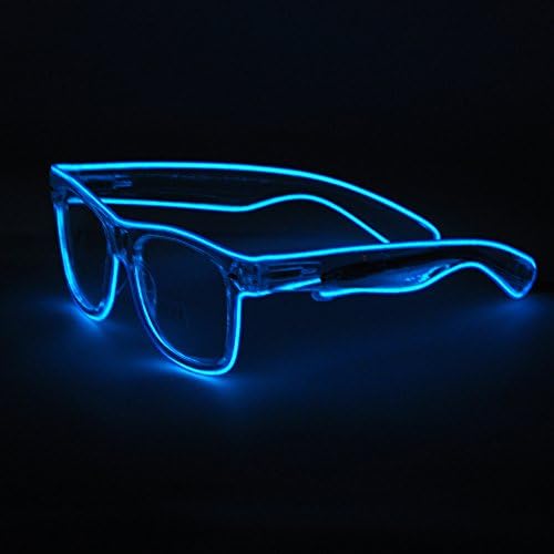 SYDT LED Rave Sunglasses White Frame EL Wire Colorful Flashing Light up Glasses for Festivals DJ Bright Light Holiday Gift(Blue) by SYDT