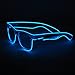 SYDT LED Rave Sunglasses White Frame EL Wire Colorful Flashing Light up Glasses for Festivals DJ Bright Light Holiday Gift(Blue)