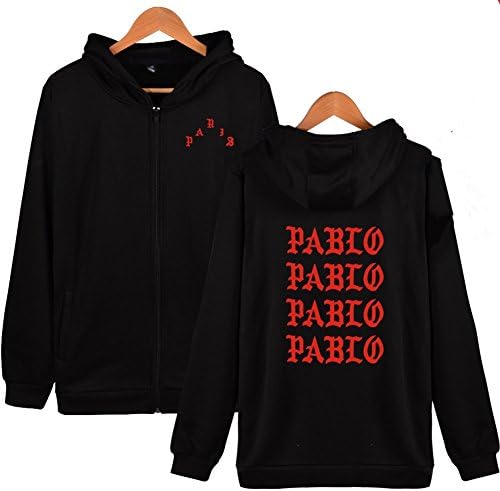 HuntieX I FEEL LIKE PABLO New Hoodies Men/Women Fashion Casual Cap Zipper Sweatshirt Hiphop Streetwear black XXL