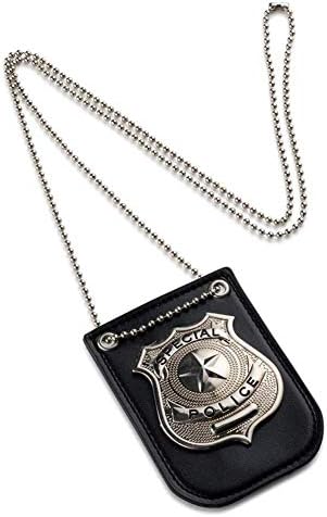 LeSharp Pretend Play, Dress Up America Pretend Play Sheriff Police Badge Toy Chain Belt Clip Cosplay - Silver