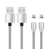 UGI Micro USB Magnetic Cable 2 Pack 3ft Nylon Braided Data Transfer Fast Charging USB Cable Android with Led Light for Samsung Galaxy S2 S3 S4 S6, Note 2/3/4/5,LG G4 G3, Sony Xperia Z5 etc