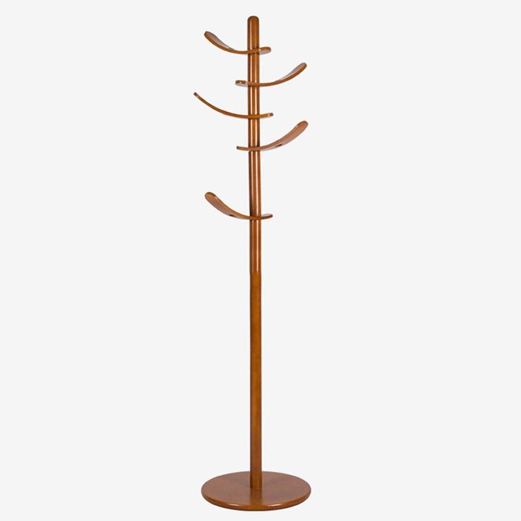 Zhangmeiren Floor Solid Wood Coat Rack Rotating Curved Creative Bedroom Hanger Rubber Wood Thick Clothing Rack (Color : A)