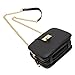 forestfish Ladies’ Black PU Leather Shoulder Bag Purse Evening Clutch Bags Crossbody Bag with long Metal Chain Strap, Black