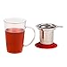 Glass Tea Cup With Infuser For Infusing Loose Tea - Gift Box Included (Red)
