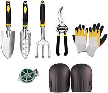 Garden Tool Set Garden Pruner, Gardening Gifts Tool Kit with Aluminum Hand Tool Kit,Garden Soft Gloves,Pruner,Plant Twist Tie,and Knee Pads with Waterproof EVA Foam Cushion