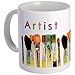 ARTIST - an Original Art by Tracey Print of Paint Brushes on an 11oz Ceramic Coffee Cup Mug Artwork by Tracey