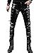 Idopy Men`s Rock Steampunk Lace Up PU Leather Pants Slim Fit