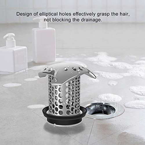 LEKEYE Drain Hair Catcher/Tub Drain Cover/Bathtub Shower Drain Protector/Strainer/Stainless Steel and Silicone-Silver