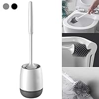 Silicone Toilet Brush with Holder Set |Toilet Bowl Brush for Bathroom| No Scratch Soft Toilet Cleaner Brush Wall Mounted (Grey)