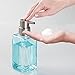 mDesign Glass Refillable Foaming Hand Soap Dispenser Modern Square Pump Bottle for Bathroom Vanities or Kitchen Sink, Countertops - 2 Pack - Blue/Brushed