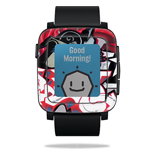 MightySkins Protective Vinyl Skin Decal for Pebble Time Smart Watch cover wrap sticker skins Graffiti Mash Up
