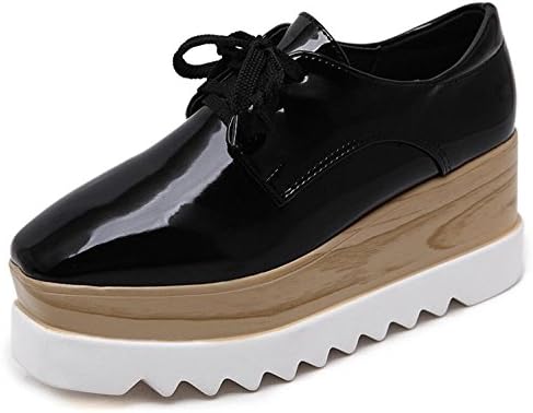 LANSHULAN Women's Classic Platform Casual Square-Toe Oxford Shoes