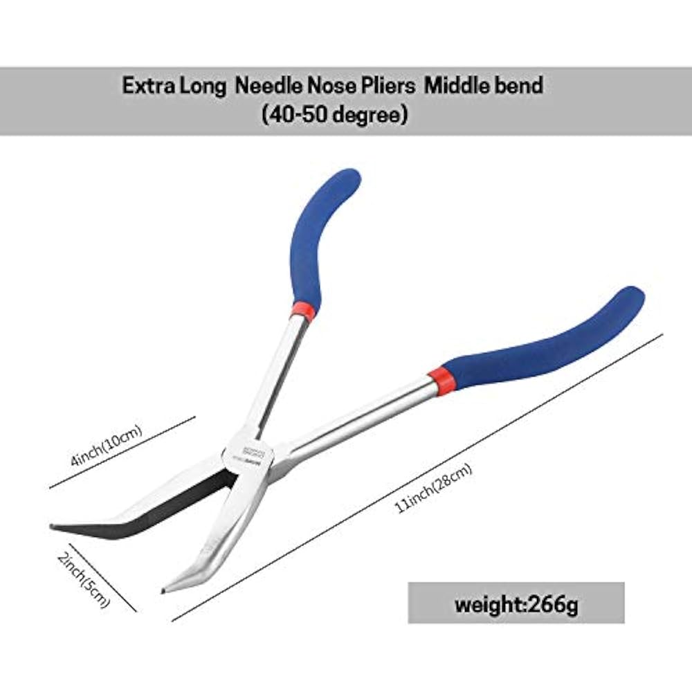 WISEPRO 11 Inch/16 Extra Long Reach Needle Nose Pliers With Straight