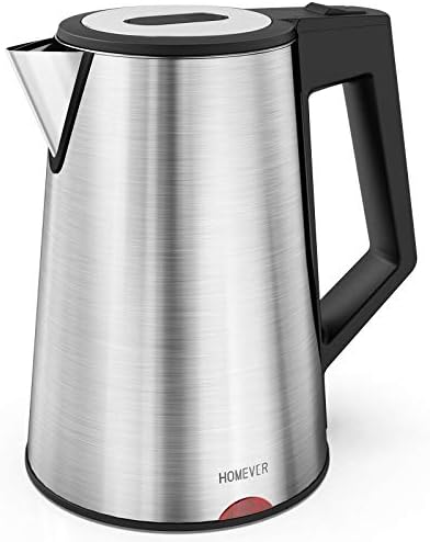 HOMEVER Bouilloire Électrique, INOX 1.7L Ébullition Rapide pour Le Thé, Acier Inoxydable,Arrêt Automatique, Bouilloire sans BPA, Protection Anti-ébullition à Sec,1800W[Classe Énergétique A+++]