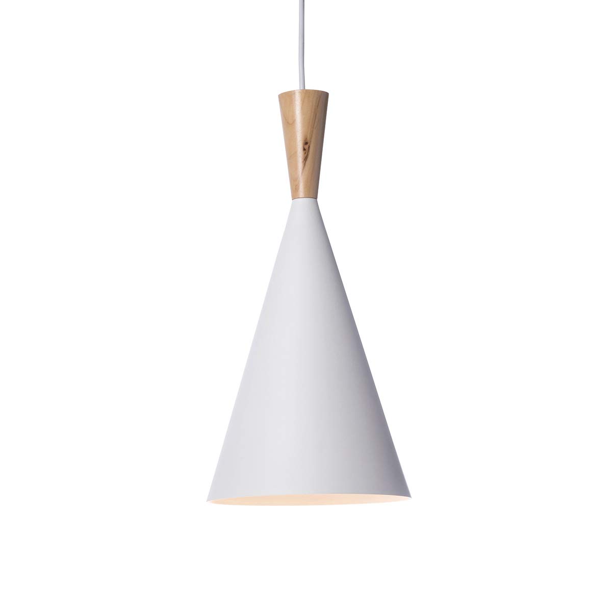 Lussiol Ingrid Pendant Light Metal and Wood 60 W White/Natural Diameter 19 x Height 39 cm