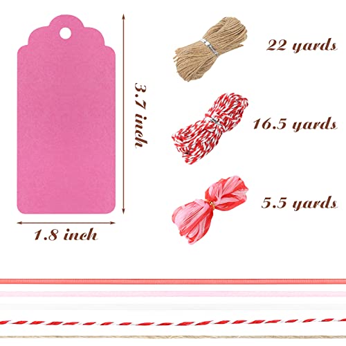 SallyFashion 200 PCS Color Gift Tags, Hanging Tags Labels with String, Heart Hole Punch for Gifts Arts and Crafts Valentines Wedding Birthday Holiday