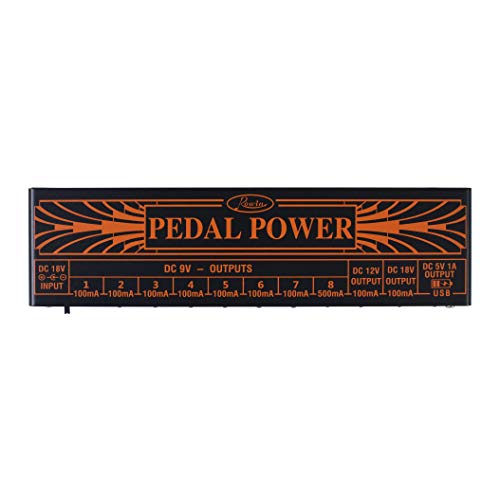 Rowin - PW-1 - Fuente de alimentación para pedal de guitarra con 10 salidas de CC aisladas para pedales de efectos de bajo y guitarra, de 9 V, 12 V y 18 V, con puerto de carga USB