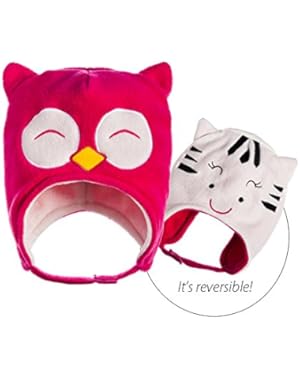 Owl and Cat Reversible Fleece Hat