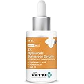 The Derma Co 1% Hyaluronic Acid Sunscreen Serum with SPF 50 & PA+++ | Gives Broad Spectrum Protection & Helps Skin Glow | Lightweight & Non-Greasy Formula | 1.01 Fl Oz/30ml