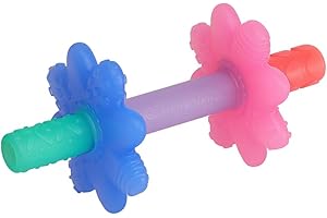 Itzy Ritzy Teensy Tube Teether; Textured Hollow Baby Teething Tube That Reaches Front Teeth & Back Molars, Made of Soft Silicone (Pink Rainbow)