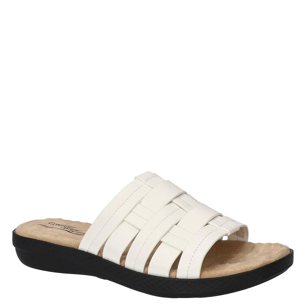 Easy Street Women’s Maha Slide Sandal, White, 6