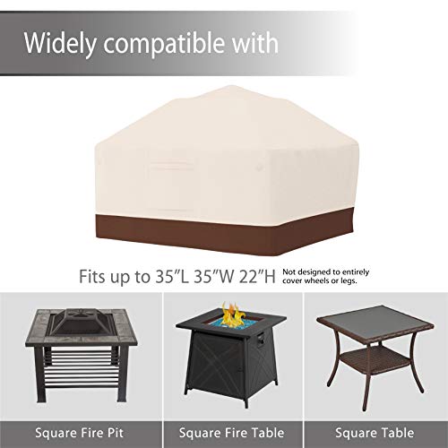 Tuyeho Patio Square Fire Pit Cover 36 x 36 x 22 inch, 600D Heavy Duty
