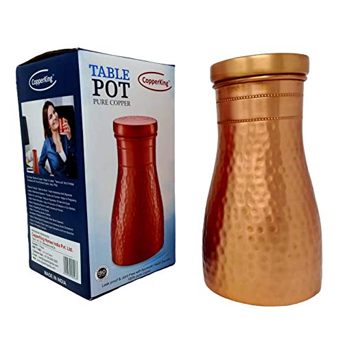 CopperKing Pure Copper Hammered Pitcher with Inbuilt Tumbler