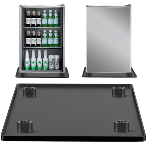 Mini Fridge Silicone Mat with 4 Sturdy Base Raisers, 20''x 20'' Drain Pan, Suitable for Fridge, Washing Machine, Dryer, Wine Cabinet.