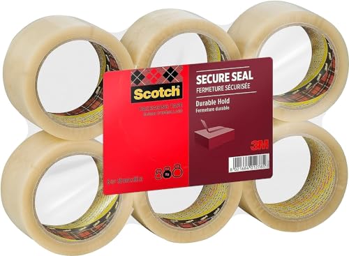 Scotch Secure Seal Packaging Tape, Transparent, 6 Rolls, 50 mm x 66 m