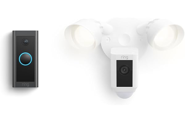 Ring Video Doorbell Wired with Ring Floodlight Cam Wired Plus