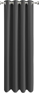 Aspire Homeware Grey Blackout Curtains 66x84 Eyelet Ring Top Thermal Single