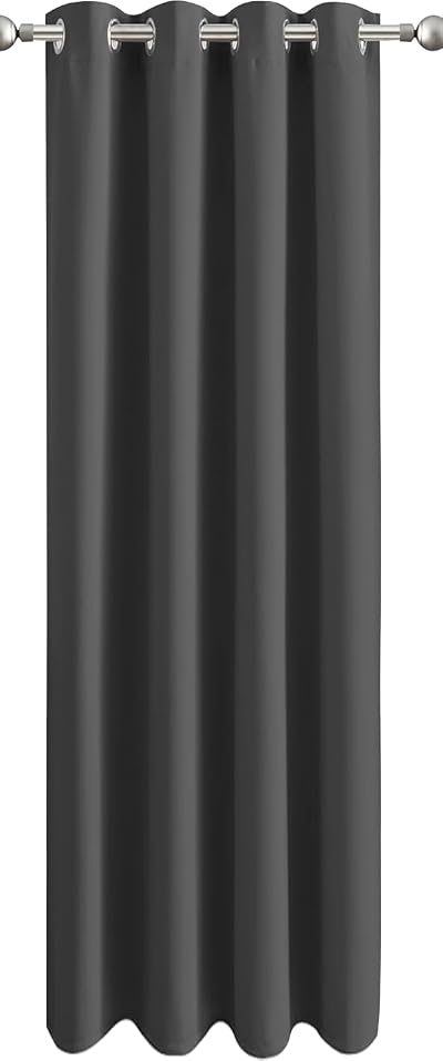 Aspire Homeware Grey Blackout Curtains 66x84 Eyelet Ring Top Thermal Single