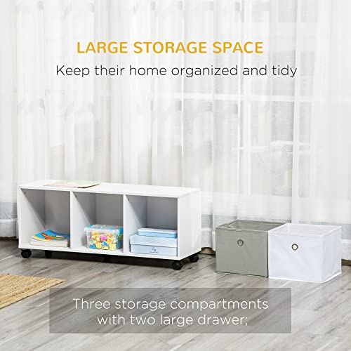 Simple 3 Cube Storage with Wheels, Hidden PullOut Toy Bin Kids