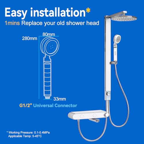 ALTHY Filtered Shower Head with Handheld, High Pressure SPA Shower Heads With Water Filter - Care For Your Skin&Hair - Include 1CS & 4PP Filter