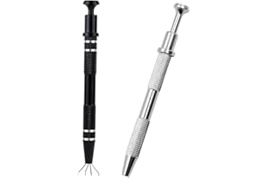 2 Pcs Piercing Ball Grabber, Pick Up Tool with 4-Claw,Beads Gems Parts Claw Picker, Stainless Jewel Diamond Tweezers for Elec