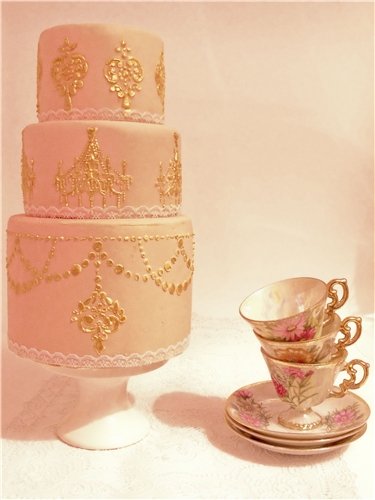 Designer Stencils C564 Pearl Swag Cake Stencil, Beige/Semi-Transparent