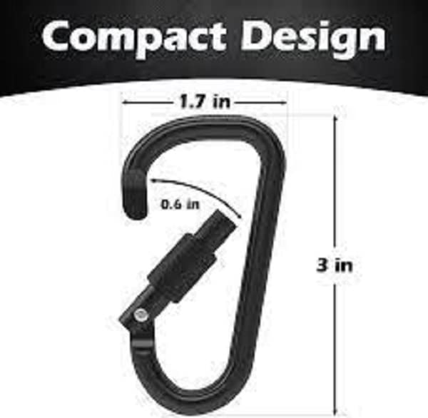 Gold Lion Gear Aluminum Carabiner with Lock 3" Carabiners D Shape Heavy Duty Buckle