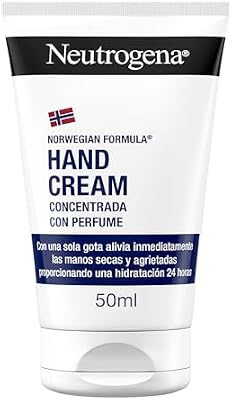 Fórmula Noruega Crema de Manos Concentrada con Perfume (50 ml), crema manos reparadora con glicerina y vitamina E, para pieles sensibles y manos muy secas