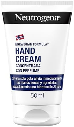 Fórmula Noruega Crema de Manos Concentrada con Perfume (50 ml), crema manos reparadora con glicerina y vitamina E, para pieles sensibles y manos muy secas