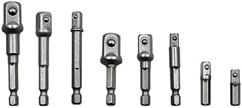 AURNEW 8 PCS socket adaptor impact hexagonal shank drill bit. (silver)