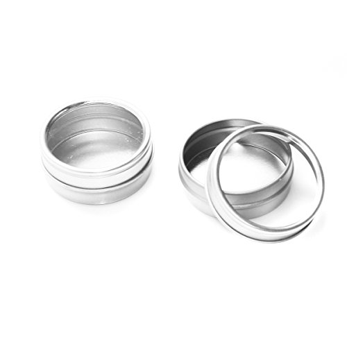 Mimi Pack 1 oz Tins 24 Pack of Shallow Window Top Round Tin Containers with Lids For Cosmetics, Party Favors and Gifts (Silver)