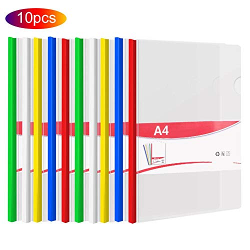 Nifera 10 Pcs Transparent Folder Resume Presentation File Folders Report Cover with Sliding Bar Manager Binder for A4 Size Paper