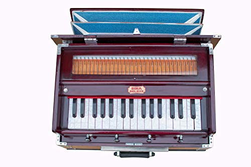 BINA 23B Deluxe, Harmonium, 2 1/2 Octaves, 32 Keys, Small, Portable, Compact, Special Reeds, Safri, Rosewood Color, Bag, Book, Kirtan, Musical Instrument Indian (PDI-FEC)