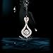 Dancing Diamond Pendant Necklace, Haluoo 925 Sterling Silver Cubic Zirconia Necklaces Twinkling Heart Waterdrop Pendant Jewelry Gift for Women Girls (Rose Gold)thumb 4