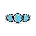 American West Sterling Silver Blue Turquoise Gemstone 3-Stone Friendship Ring Size 9