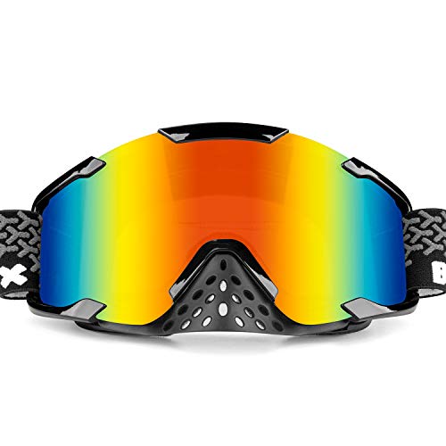 BATFOX Motorcycle Goggles Dirt Bike ATV Motocross Safety ATV Tactical Riding Motorbike Glasses Goggles for Men Women Youth Fit Over Glasses UV400 Protection Detachable Lens with Nose Guard (colorful)