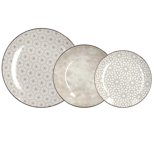 Tognana Habana 18-Piece Dinner Set for 6 People, Porcelain, Beige