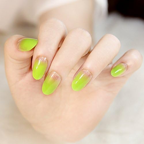 picture Diseños De Uñas Color Verde Limon 24pcs moda estilo candy color grace limon verde cafe rosa rojo morado color azul y beige short false nail tips degradado transparente unas 12 de