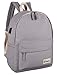 Veenajo Canvas Classic Backpack for School Travel Daypack Laptop Backpack with USB Charging Port (Grey)