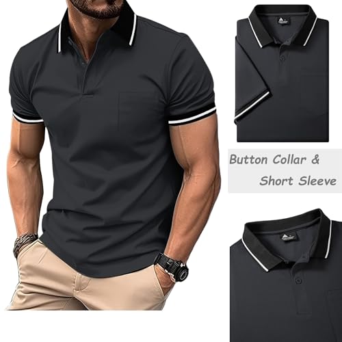 JACKETOWN 3 Pack Men's Short Sleeve Polo Shirts Lightweight Breathable Golf Casual Adult Multipack Tennis Tees